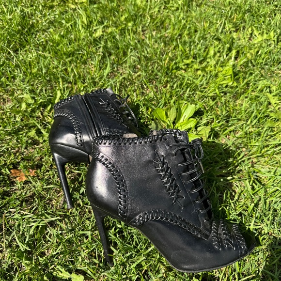 Jason Wu Black Corset Whipstitch Detail open toe booties - Picture 1 of 6